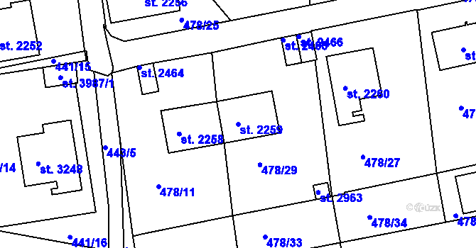 Parcela st. 2259 v KÚ Český Krumlov, Katastrální mapa