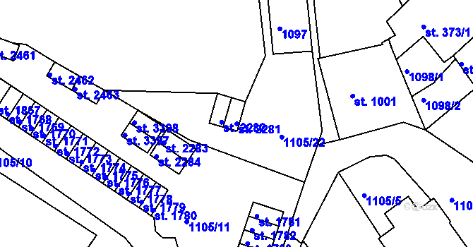 Parcela st. 2281 v KÚ Český Krumlov, Katastrální mapa