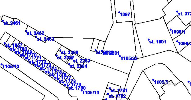 Parcela st. 2282 v KÚ Český Krumlov, Katastrální mapa