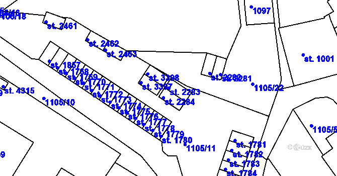 Parcela st. 2283 v KÚ Český Krumlov, Katastrální mapa