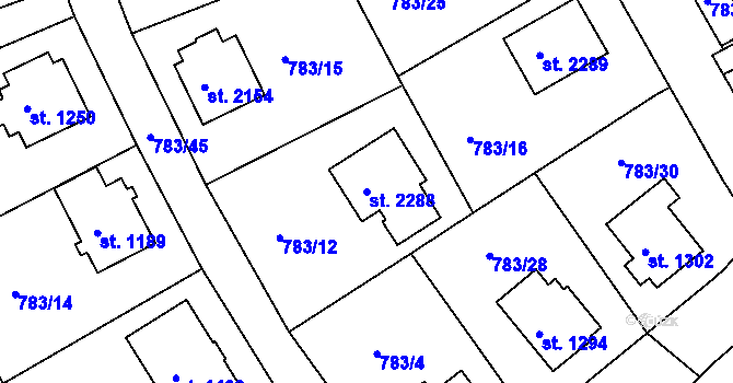 Parcela st. 2288 v KÚ Český Krumlov, Katastrální mapa