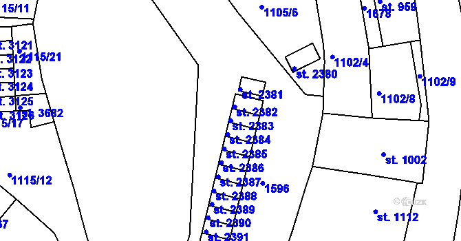 Parcela st. 2383 v KÚ Český Krumlov, Katastrální mapa