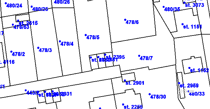 Parcela st. 2395 v KÚ Český Krumlov, Katastrální mapa