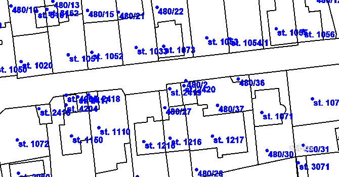 Parcela st. 2419 v KÚ Český Krumlov, Katastrální mapa