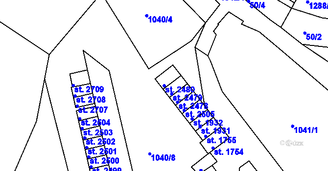 Parcela st. 2480 v KÚ Český Krumlov, Katastrální mapa