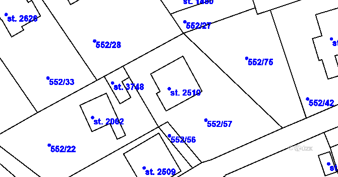 Parcela st. 2510 v KÚ Český Krumlov, Katastrální mapa