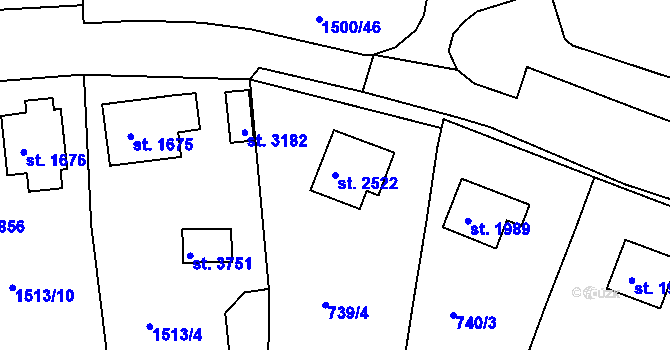 Parcela st. 2522 v KÚ Český Krumlov, Katastrální mapa