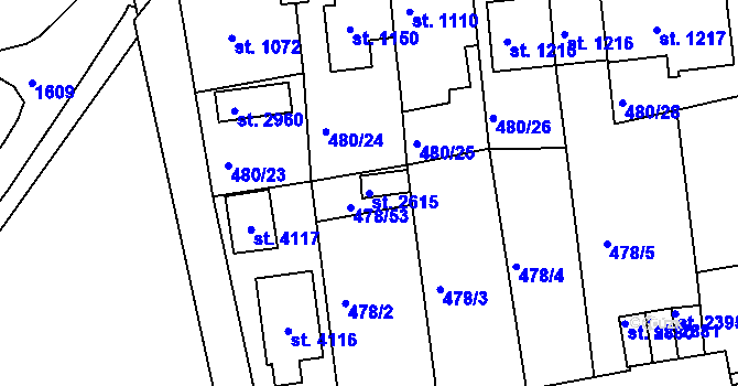 Parcela st. 2615 v KÚ Český Krumlov, Katastrální mapa