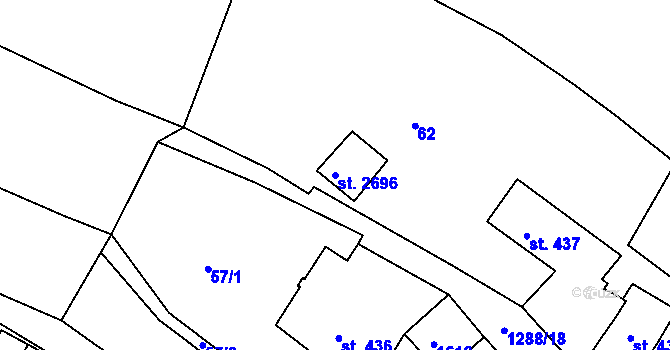 Parcela st. 2696 v KÚ Český Krumlov, Katastrální mapa