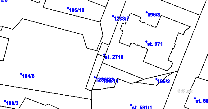 Parcela st. 2718 v KÚ Český Krumlov, Katastrální mapa