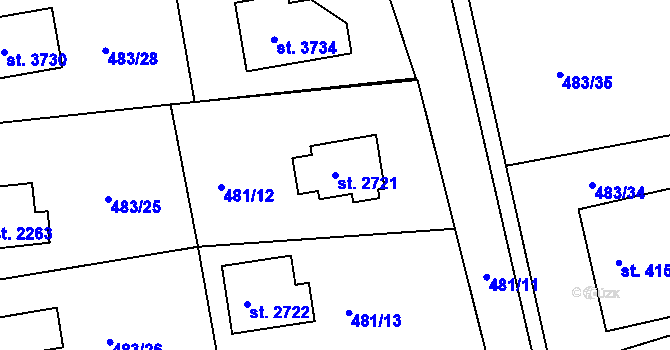 Parcela st. 2721 v KÚ Český Krumlov, Katastrální mapa