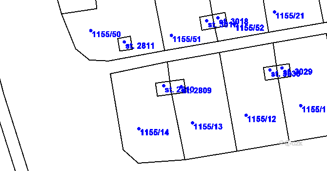 Parcela st. 2810 v KÚ Český Krumlov, Katastrální mapa