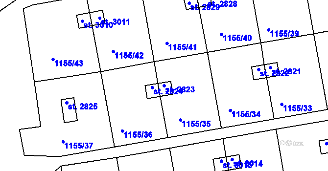 Parcela st. 2823 v KÚ Český Krumlov, Katastrální mapa