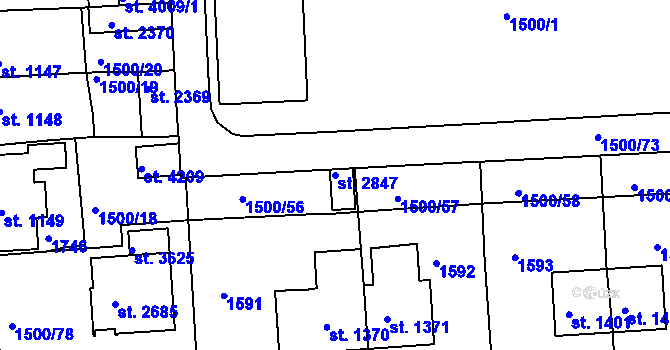 Parcela st. 2847 v KÚ Český Krumlov, Katastrální mapa