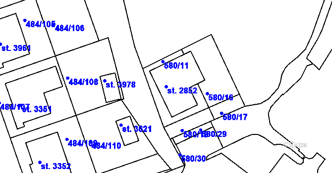 Parcela st. 2852 v KÚ Český Krumlov, Katastrální mapa