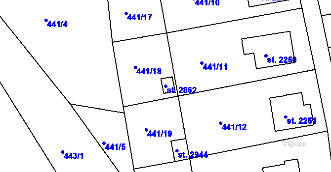 Parcela st. 2862 v KÚ Český Krumlov, Katastrální mapa