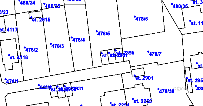 Parcela st. 2880 v KÚ Český Krumlov, Katastrální mapa