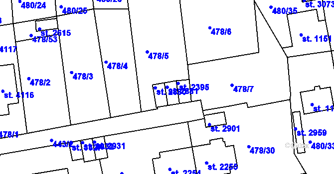 Parcela st. 2881 v KÚ Český Krumlov, Katastrální mapa