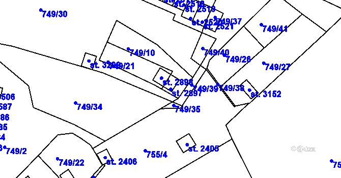 Parcela st. 2897 v KÚ Český Krumlov, Katastrální mapa