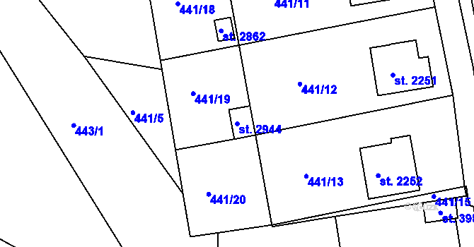 Parcela st. 2944 v KÚ Český Krumlov, Katastrální mapa