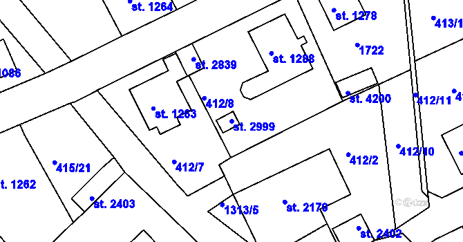 Parcela st. 2999 v KÚ Český Krumlov, Katastrální mapa