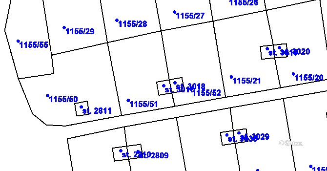Parcela st. 3017 v KÚ Český Krumlov, Katastrální mapa