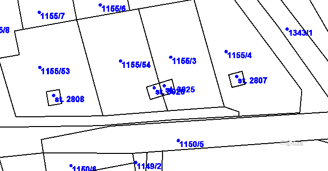 Parcela st. 3025 v KÚ Český Krumlov, Katastrální mapa