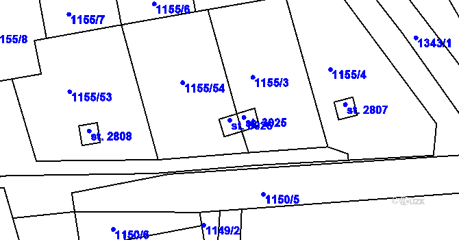 Parcela st. 3026 v KÚ Český Krumlov, Katastrální mapa
