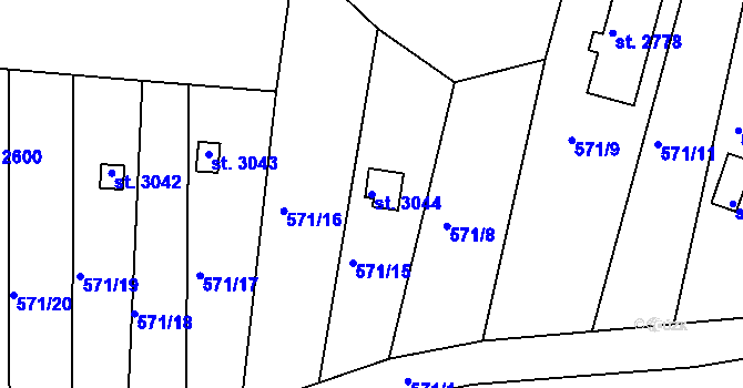 Parcela st. 3044 v KÚ Český Krumlov, Katastrální mapa