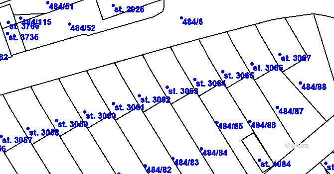 Parcela st. 3063 v KÚ Český Krumlov, Katastrální mapa