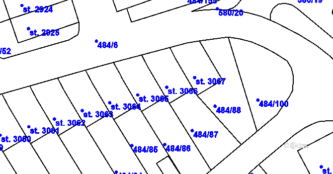 Parcela st. 3066 v KÚ Český Krumlov, Katastrální mapa