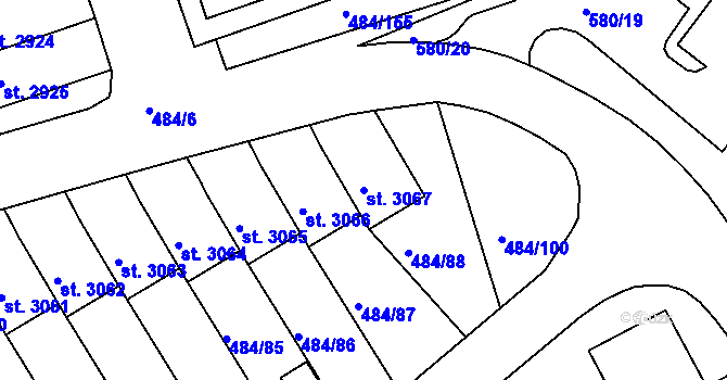 Parcela st. 3067 v KÚ Český Krumlov, Katastrální mapa