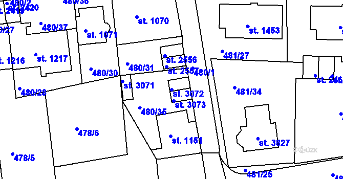 Parcela st. 3072 v KÚ Český Krumlov, Katastrální mapa