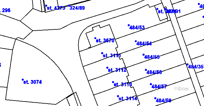 Parcela st. 3111 v KÚ Český Krumlov, Katastrální mapa