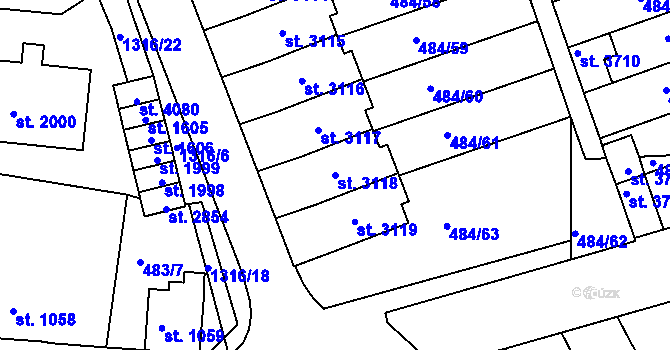Parcela st. 3118 v KÚ Český Krumlov, Katastrální mapa