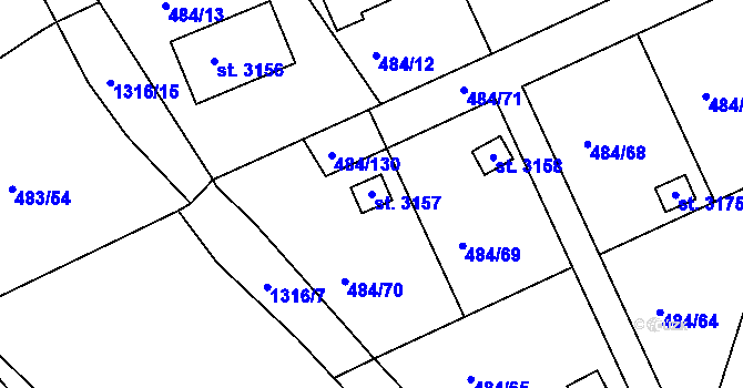 Parcela st. 3157 v KÚ Český Krumlov, Katastrální mapa