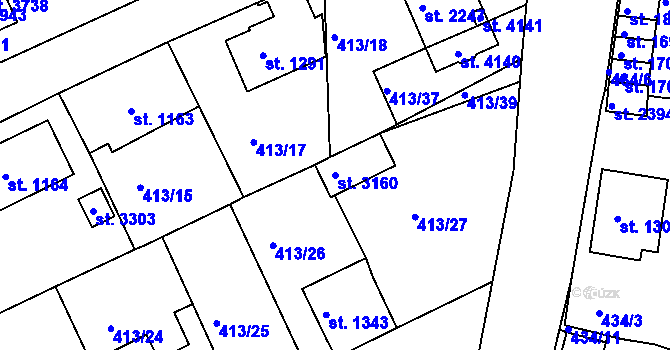 Parcela st. 3160 v KÚ Český Krumlov, Katastrální mapa