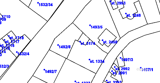 Parcela st. 3174 v KÚ Český Krumlov, Katastrální mapa