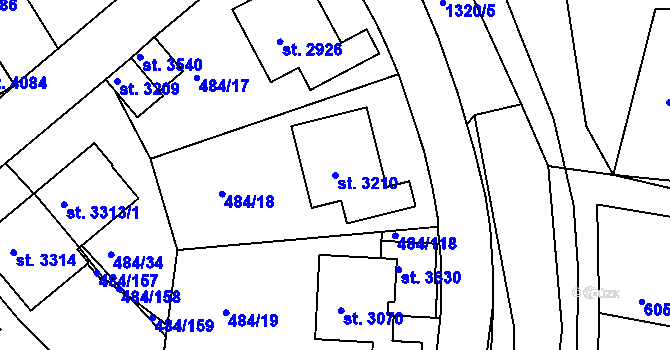 Parcela st. 3210 v KÚ Český Krumlov, Katastrální mapa