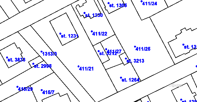 Parcela st. 3212 v KÚ Český Krumlov, Katastrální mapa