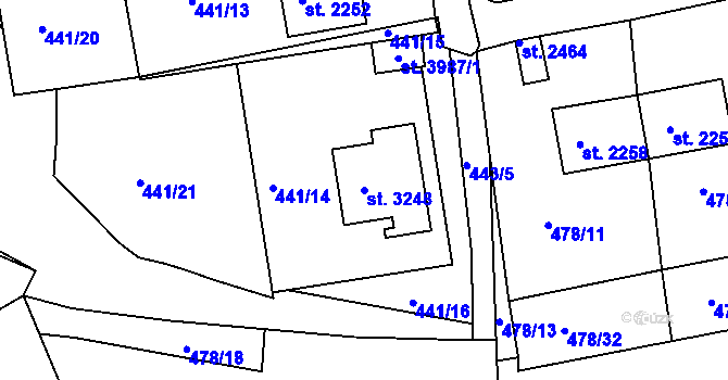 Parcela st. 3248 v KÚ Český Krumlov, Katastrální mapa