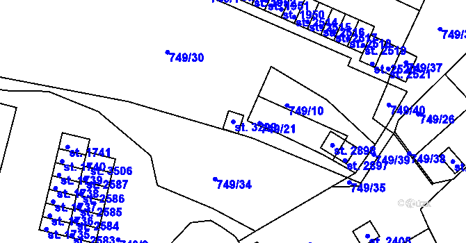 Parcela st. 3299 v KÚ Český Krumlov, Katastrální mapa