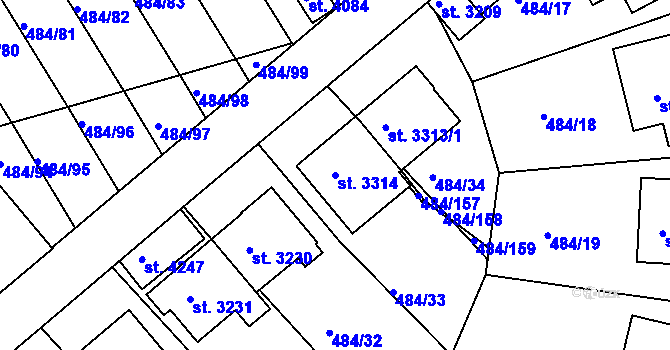 Parcela st. 3314 v KÚ Český Krumlov, Katastrální mapa