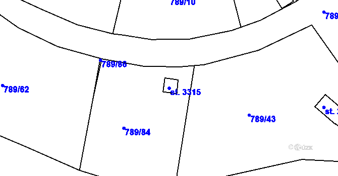 Parcela st. 3315 v KÚ Český Krumlov, Katastrální mapa