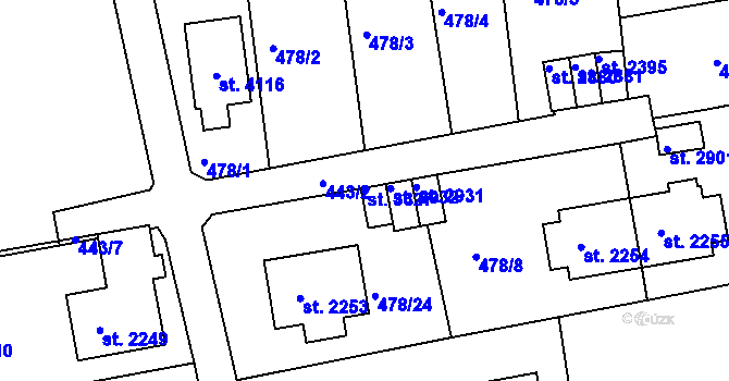 Parcela st. 3327 v KÚ Český Krumlov, Katastrální mapa
