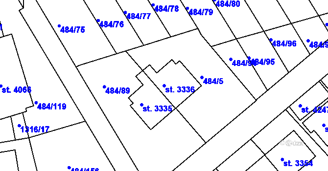Parcela st. 3336 v KÚ Český Krumlov, Katastrální mapa