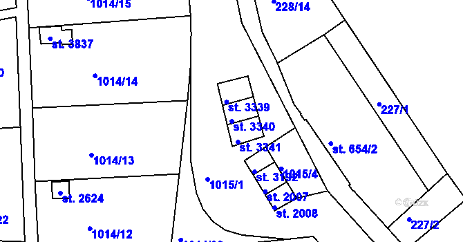 Parcela st. 3340 v KÚ Český Krumlov, Katastrální mapa