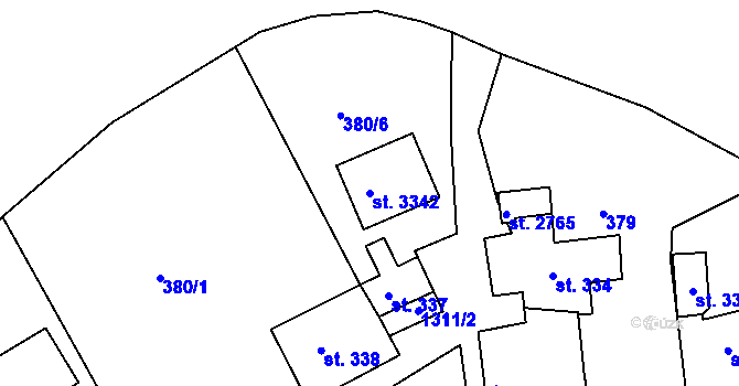 Parcela st. 3342 v KÚ Český Krumlov, Katastrální mapa