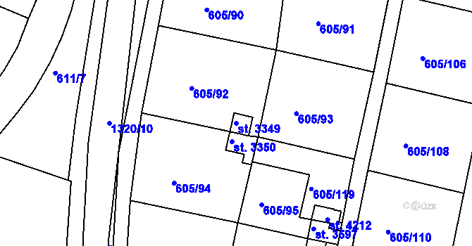Parcela st. 3349 v KÚ Český Krumlov, Katastrální mapa