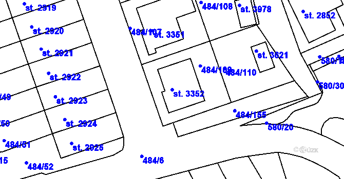 Parcela st. 3352 v KÚ Český Krumlov, Katastrální mapa